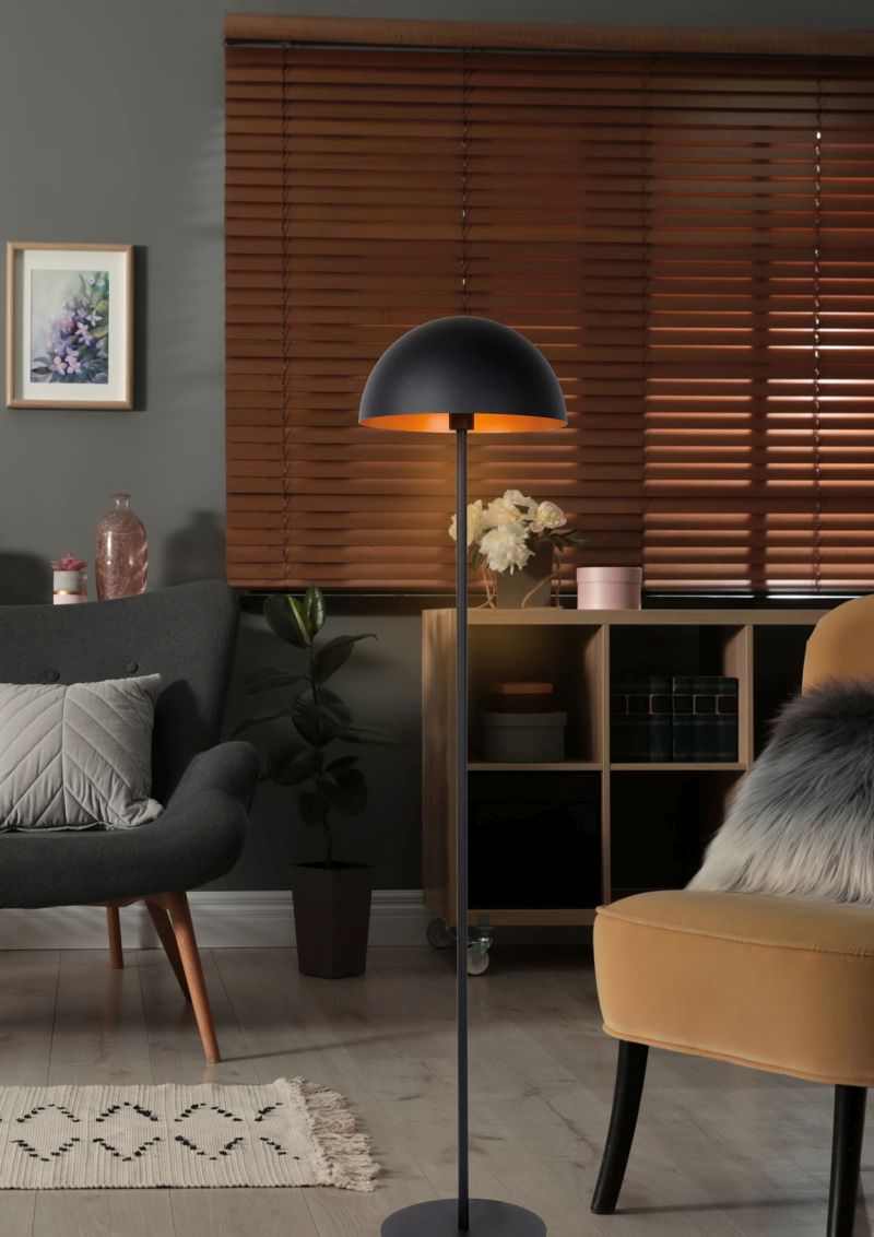 Lucide SIEMON - Stojacia lampa - Ø 35 cm - 1xE27 - Čierna